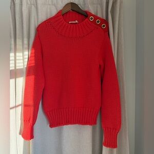 Tory Burch merino wool turtleneck sweater button details chunky knit